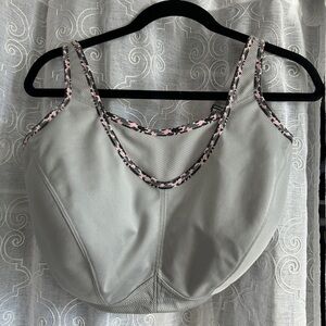 Glamorise Gray Sports Bra with Pink Accents
